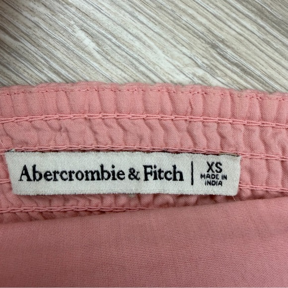 Abercrombie Fitch Pink Square Neck Puffy Sleeve Cropped Top Womens XS - Picture 2 of 6